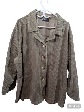 Penningtons Olive Green Corduroy-Trim Top